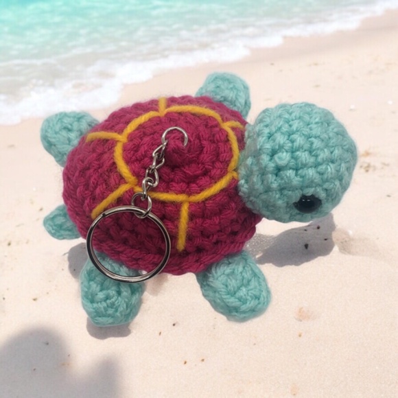 Hand Crochet  Sea Turtle  Amigurumi Keychain Bag Accessories - Picture 3 of 16